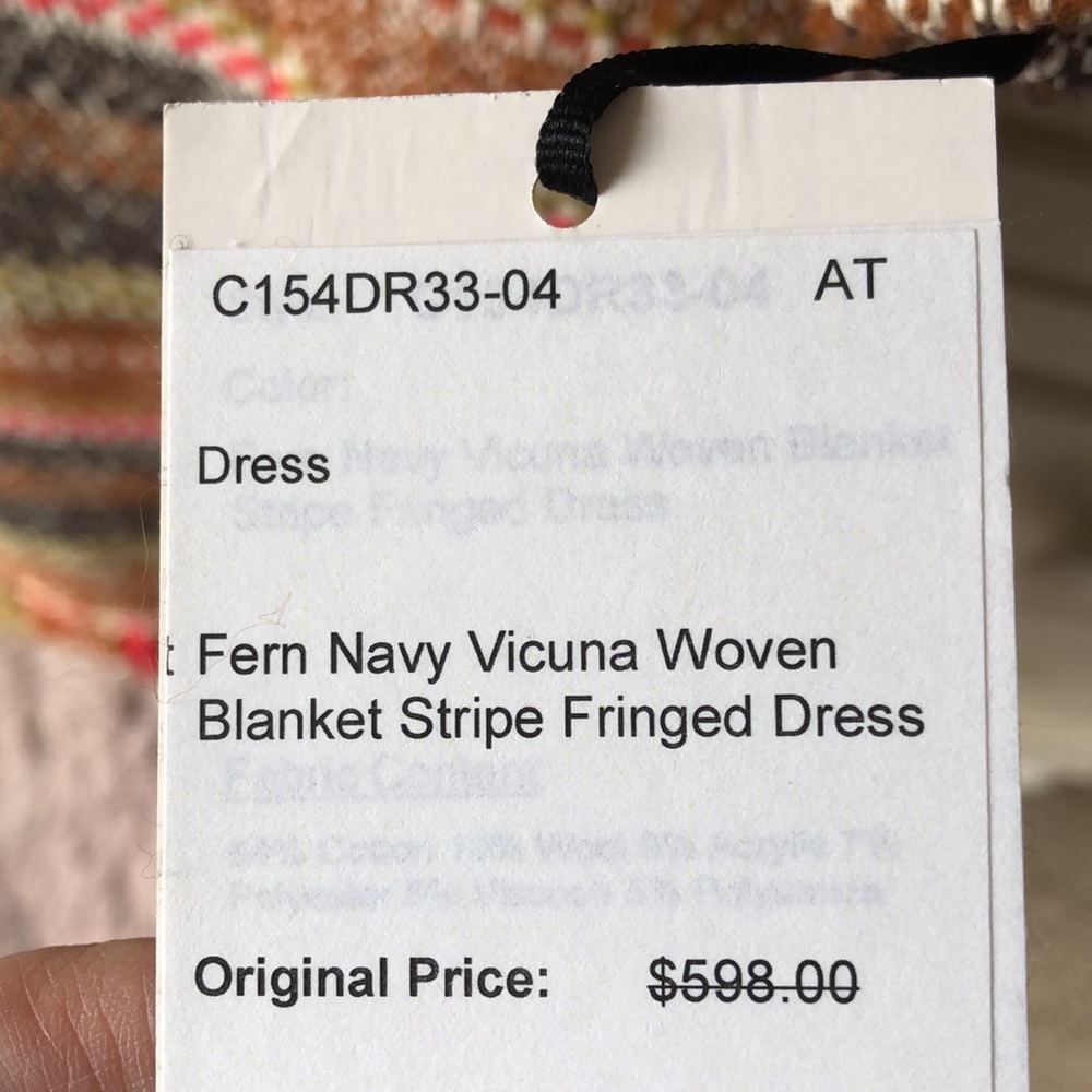 NWT • WORTH NEW YORK $598 Fringed Blanket Stripe Dress - Picture 7 of 16